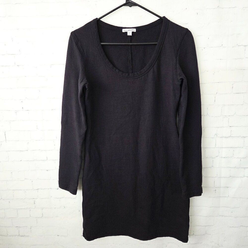 Standard James Perse Long Sleeve Black Dress Size 2 / Medium Sheath Ribbed